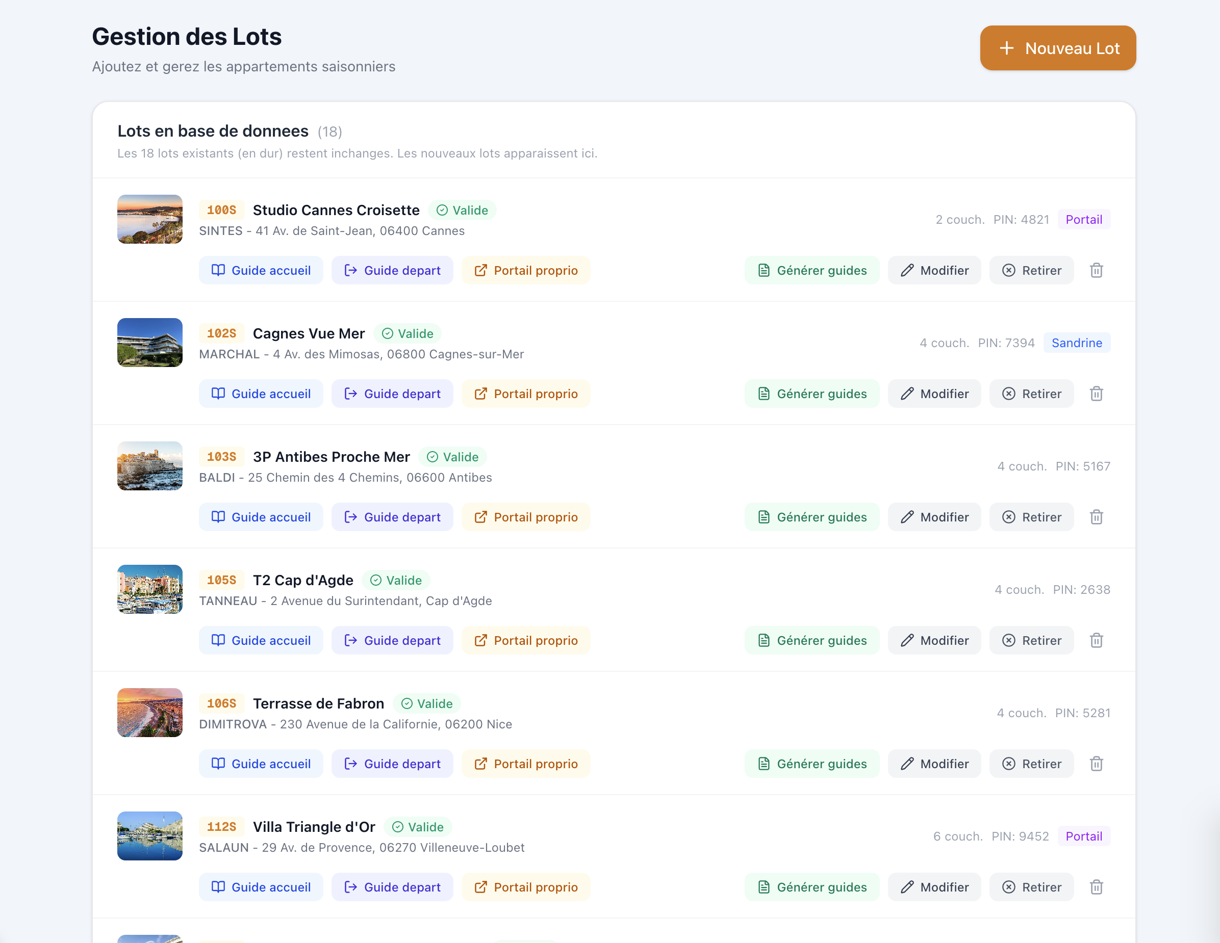 Gestion des lots